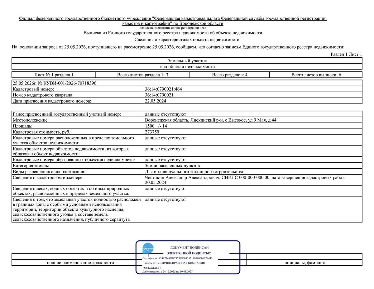 Продажа участка 15 сот. под ЛПХ — Воронежская область, лот 3