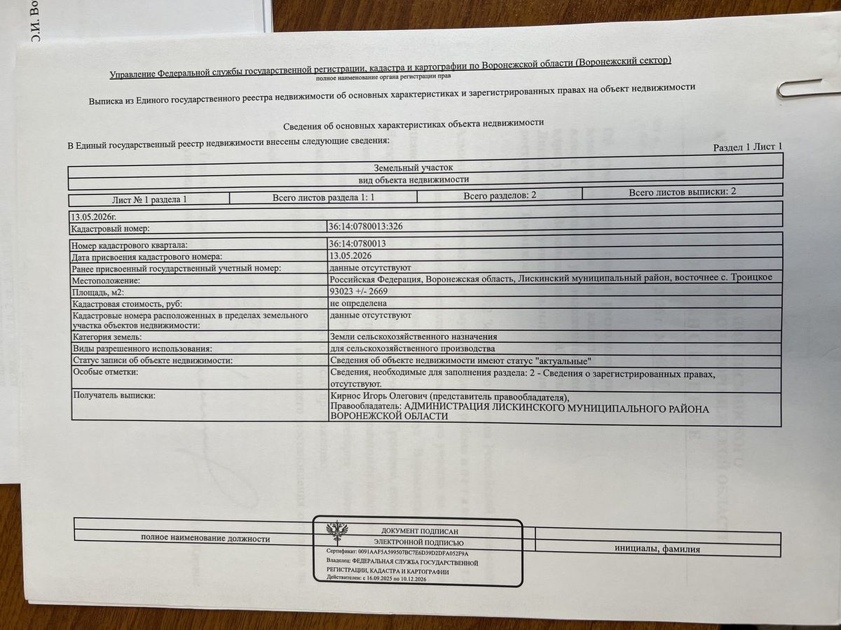Аренда участка 18,04 га под сельхоз — обл. Воронежская
