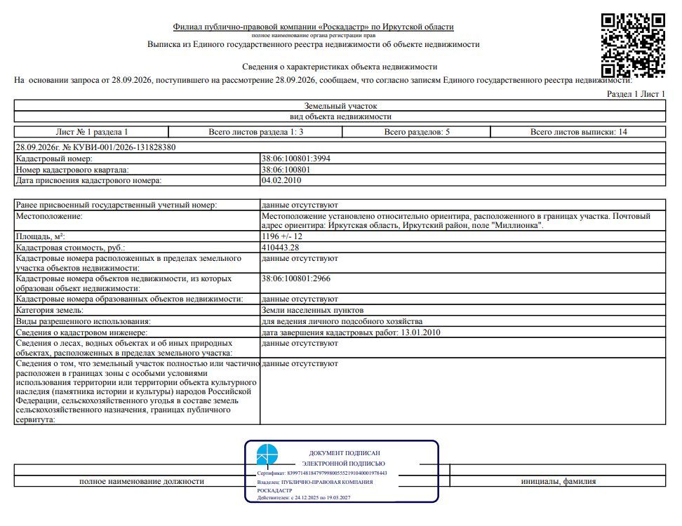 Участок 11,96 сот. под ЛПХ — Иркутская область