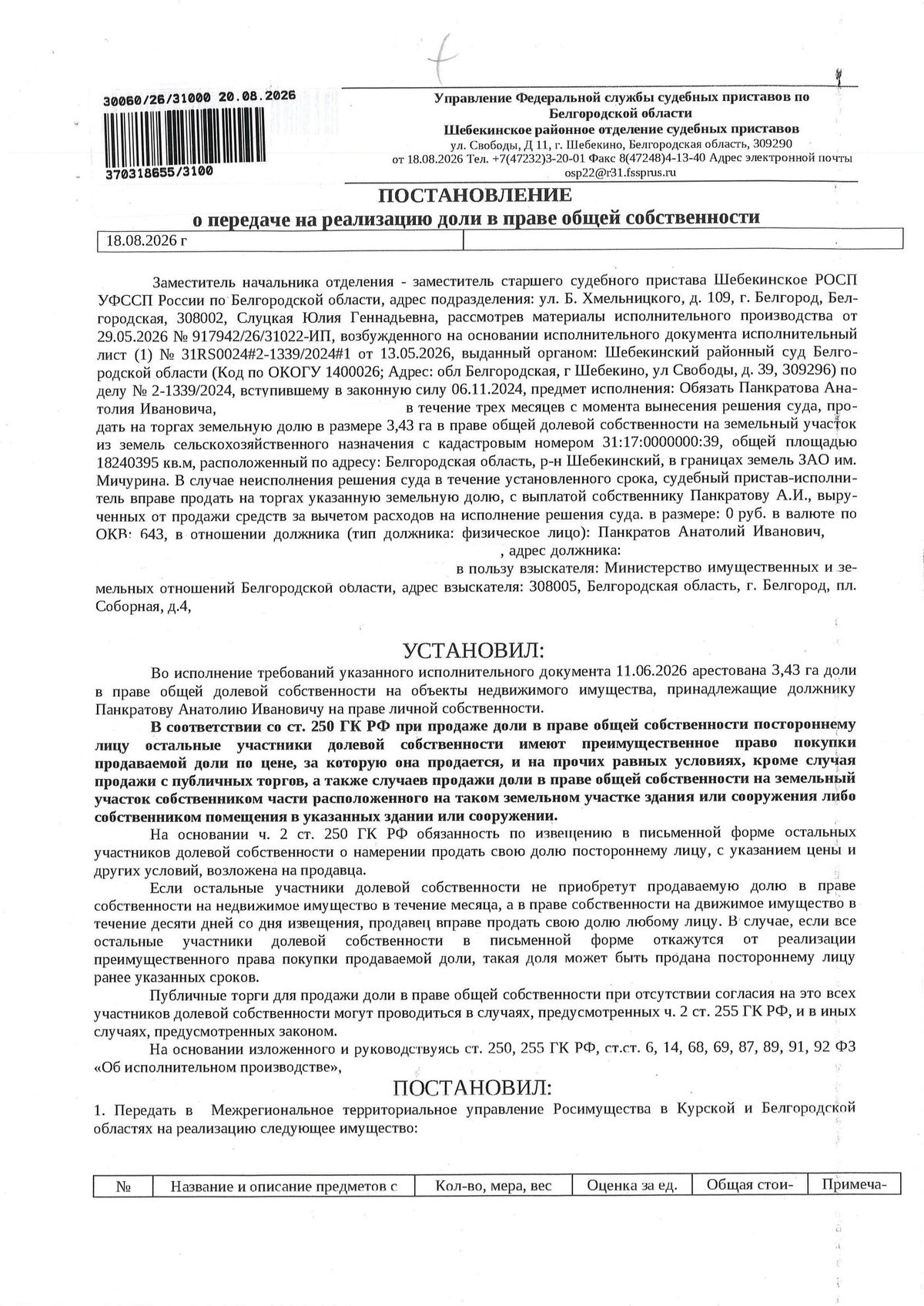 Участок под сельхоз — Белгородская область