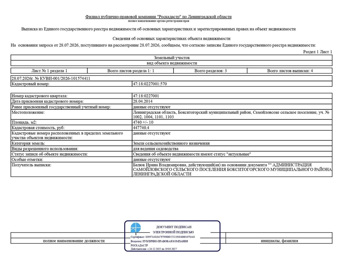 Аренда участка 47,4 сот. под садоводство