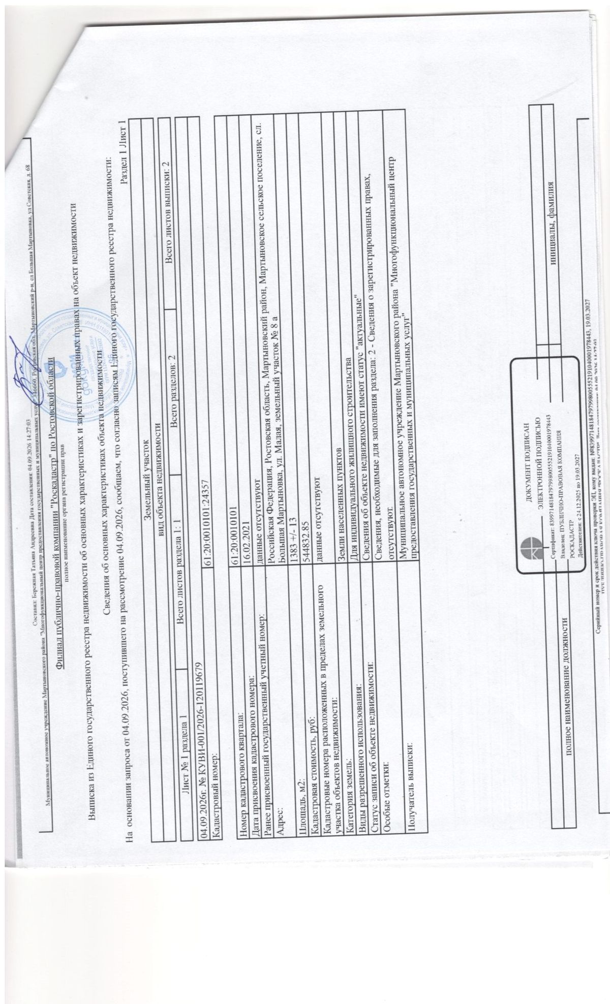 Продажа участка 13,83 сот. под ИЖС — Ростовская область