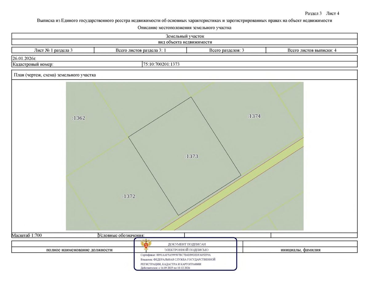 Продажа участка 20 сот. под ИЖС — край Забайкальский (700201:1373)