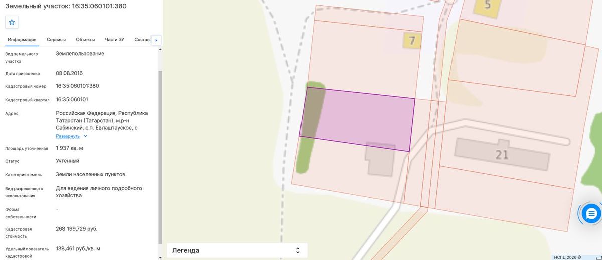 Аренда участка 19,37 сот. под ЛПХ — респ. Татарстан