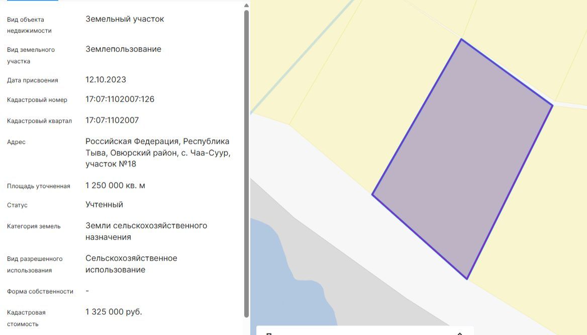 Аренда участка под сельхоз — Респ Тыва, м.р-н Овюрский