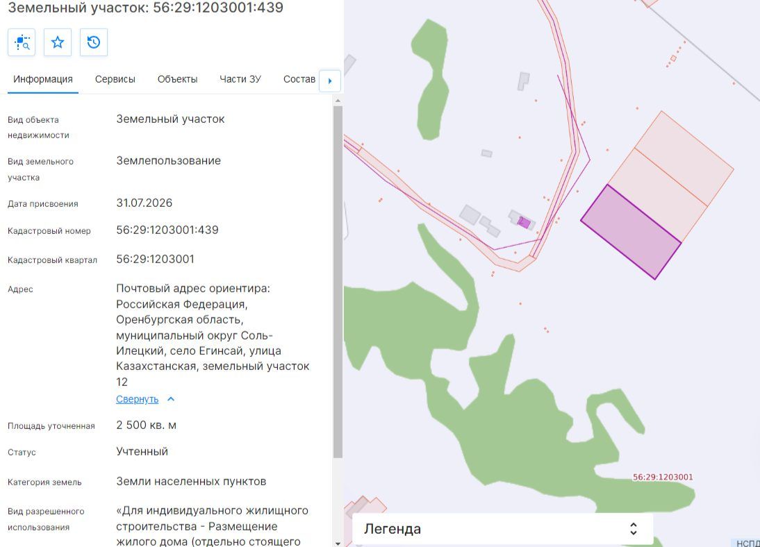 Продажа участка 25 сот. под ИЖС — Оренбургская область (1203001:439)