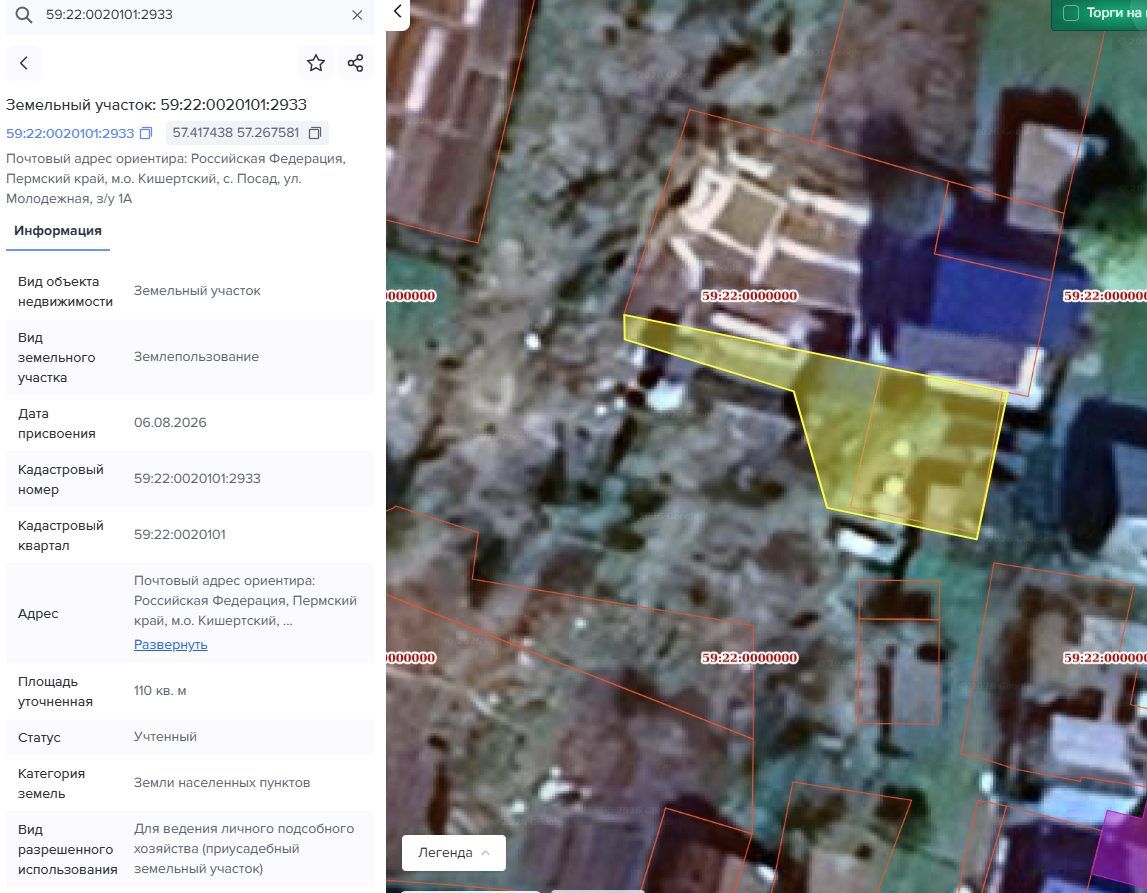 Аренда участка 1,1 сот. под ЛПХ — Пермский край