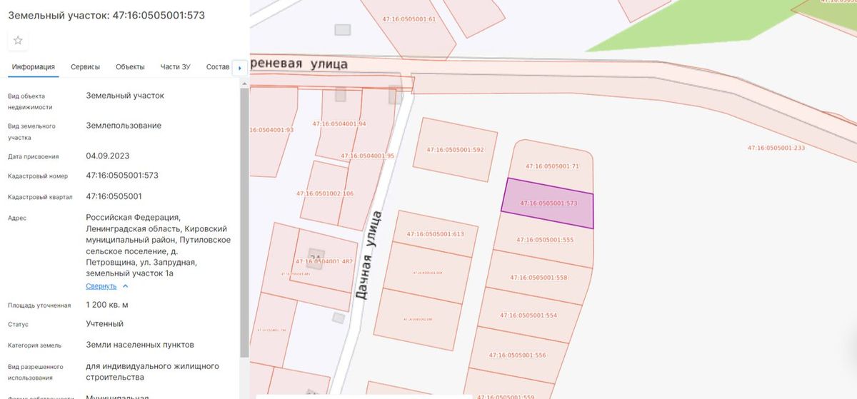 Аренда участка 12 сот. под ИЖС — Ленинградская область (0505001:573)