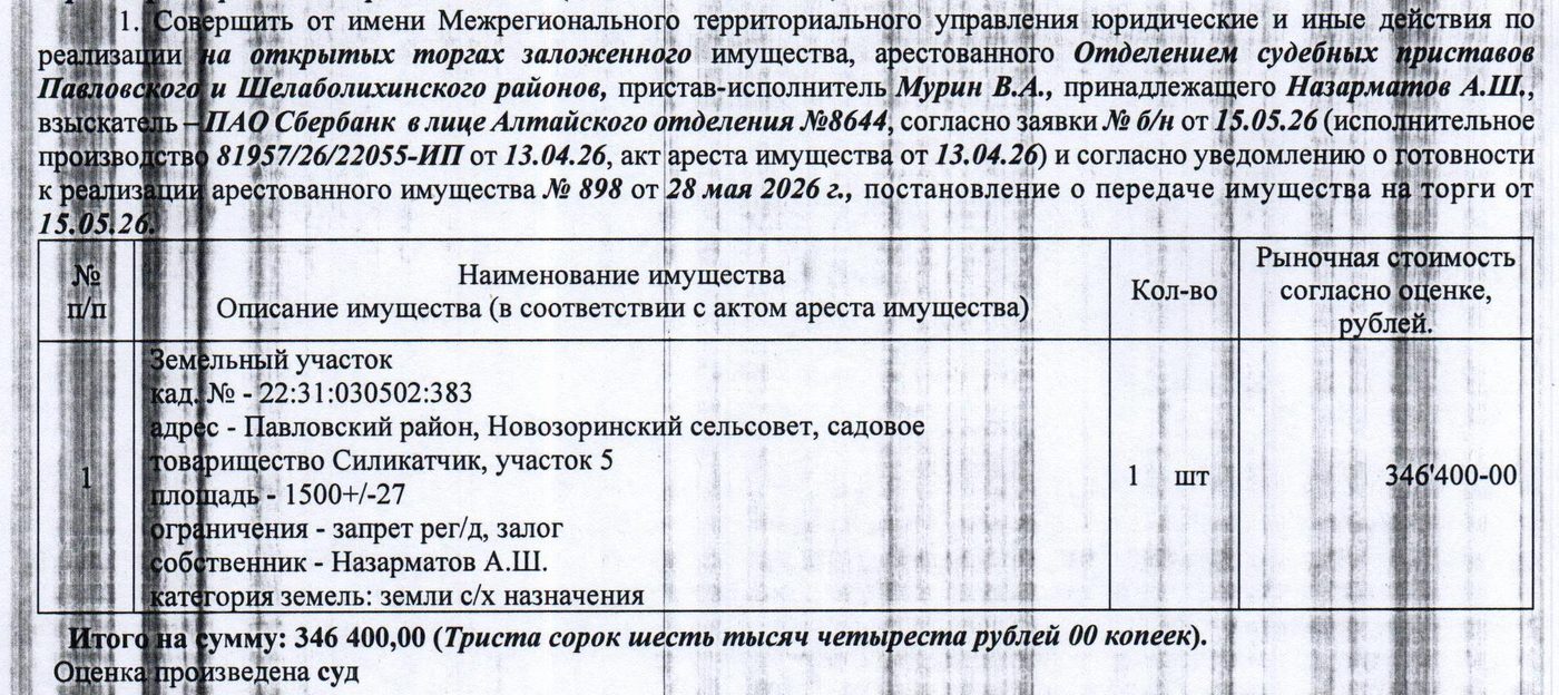 Участок 15 сот. под садоводство — Алтайский край