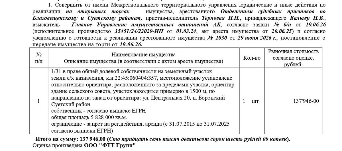 Аренда участка 582,8 га под сельхоз — Алтайский край, лот 3