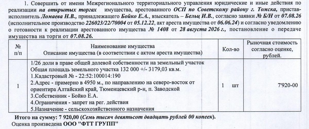 Участок 13,2 га под сельхоз — Алтайский край