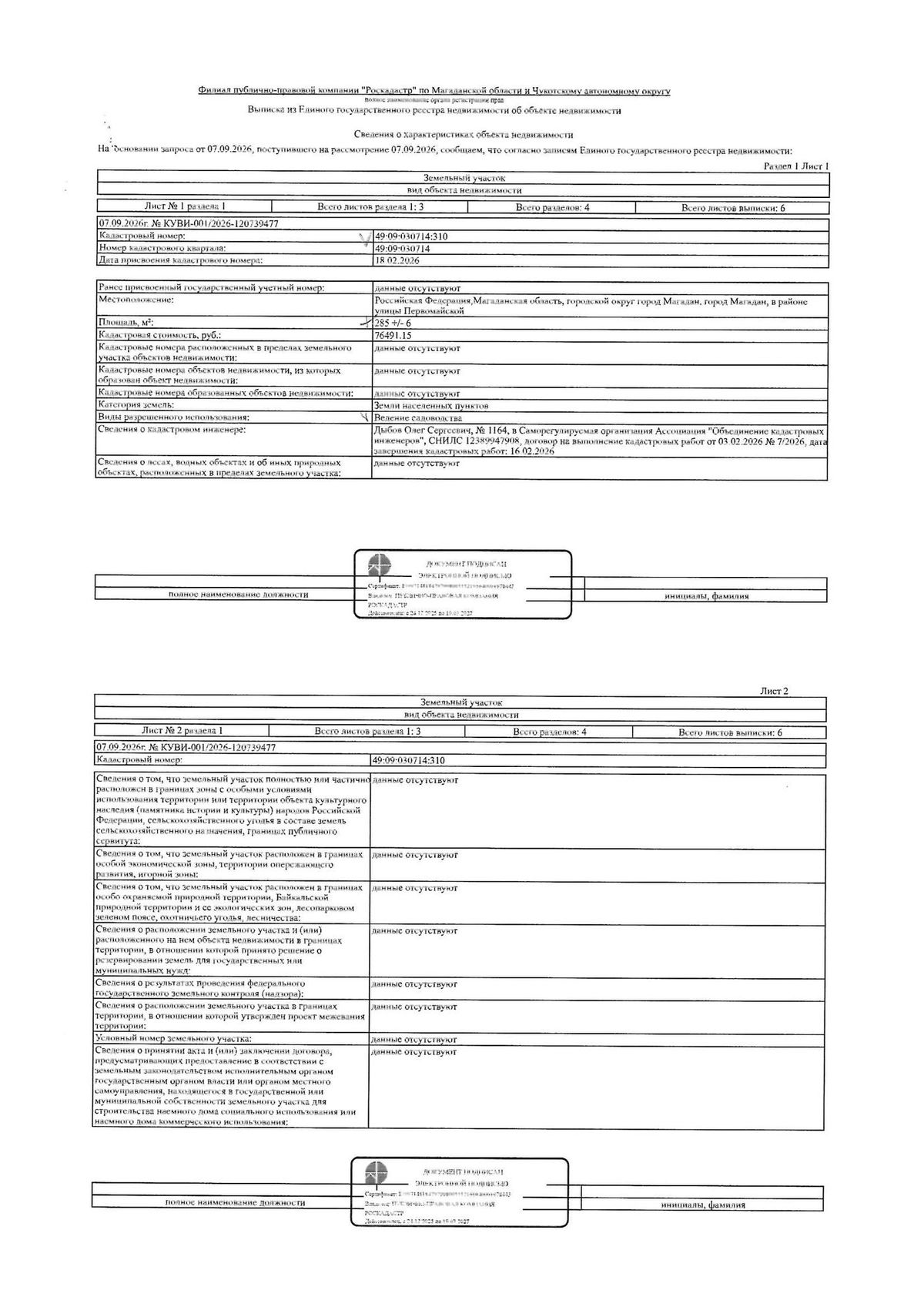 Продажа участка 2,85 сот. под садоводство