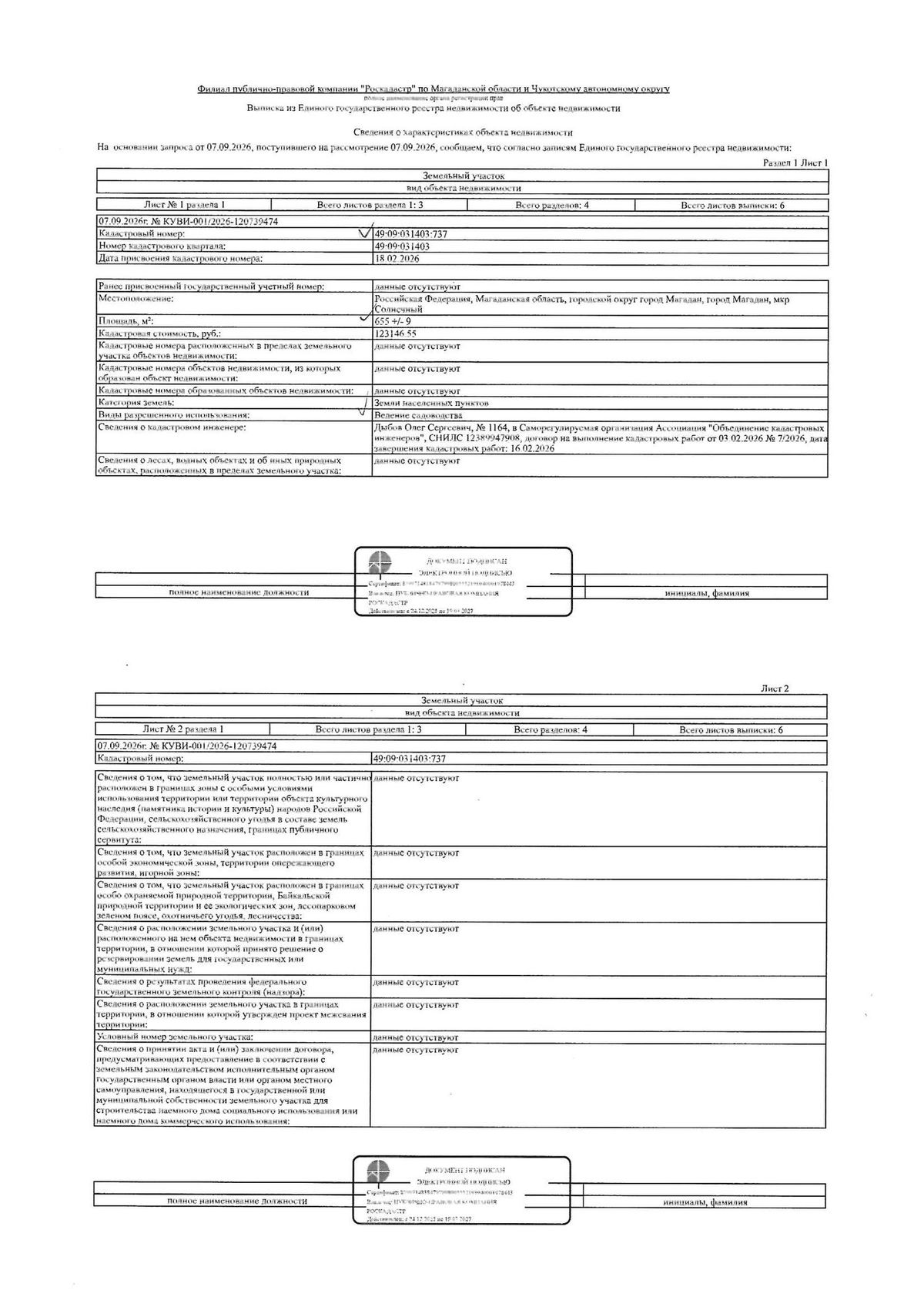 Продажа участка 6,55 сот. под садоводство, лот 1