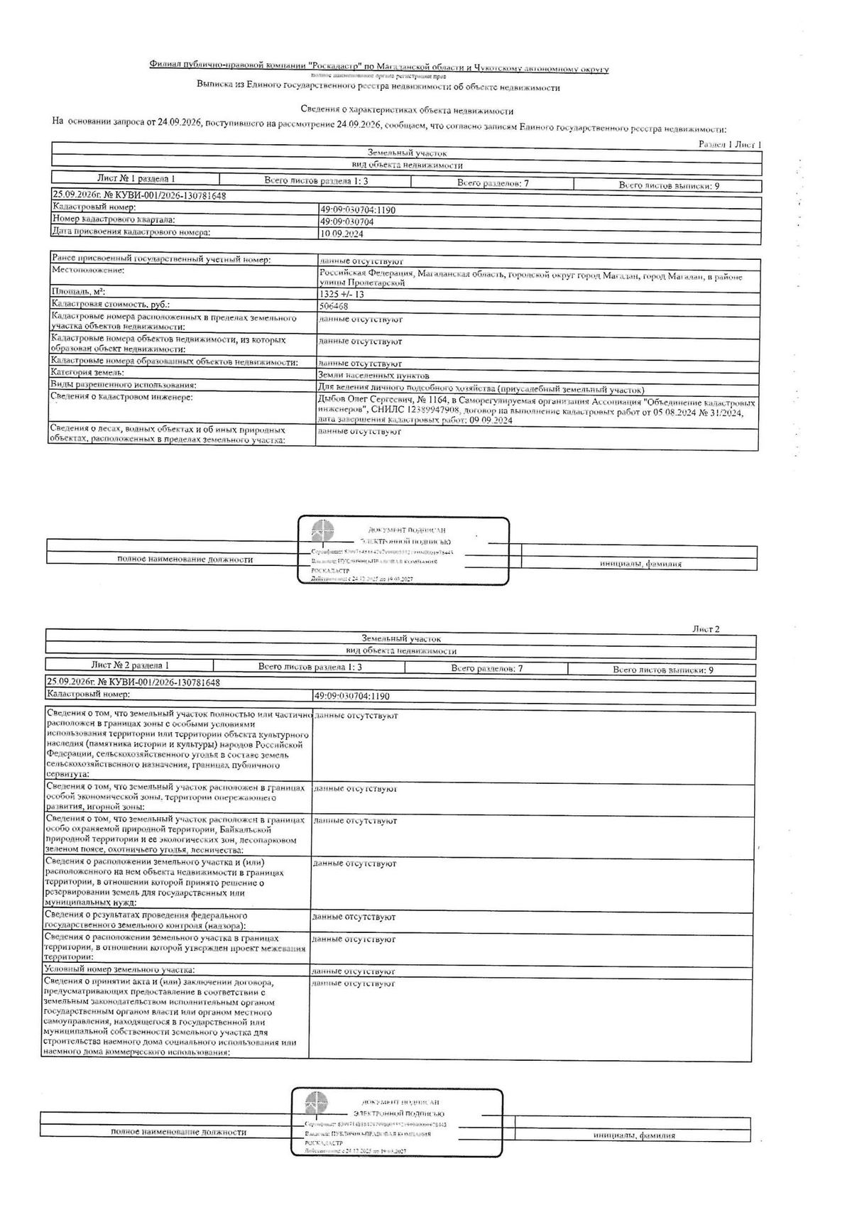 Продажа участка 13,25 сот. под ЛПХ — обл. Магаданская