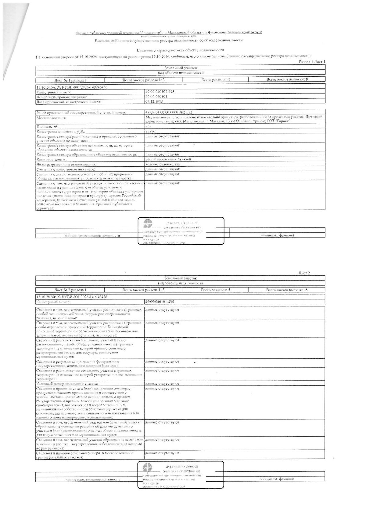 Продажа участка 8,68 сот. под садоводство