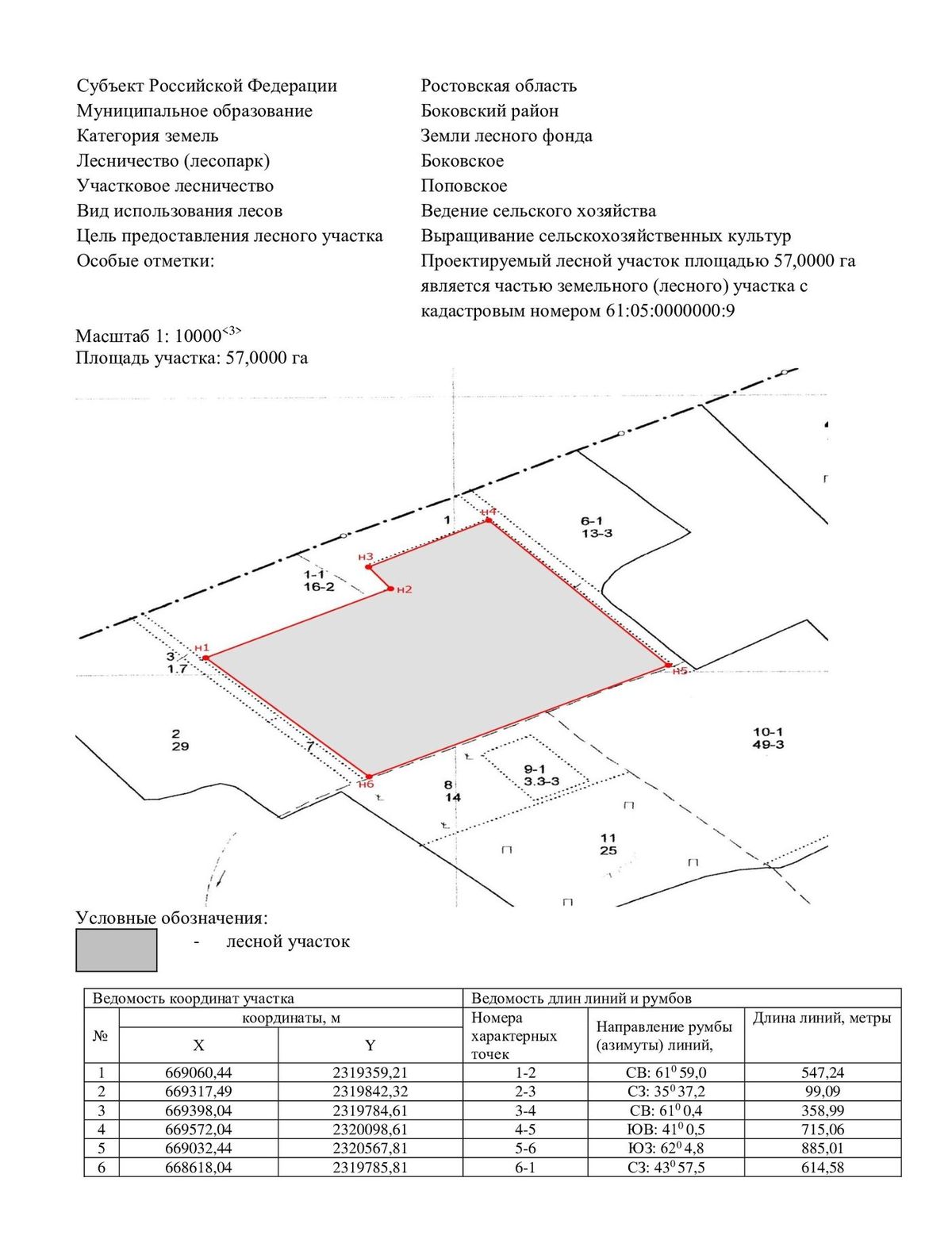 Аренда участка 57 га под лесопользование