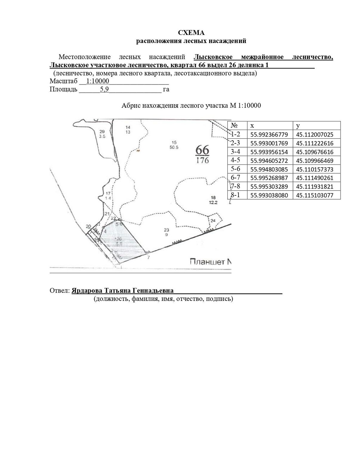 Аренда участка 8443,86 га под заготовку древесины