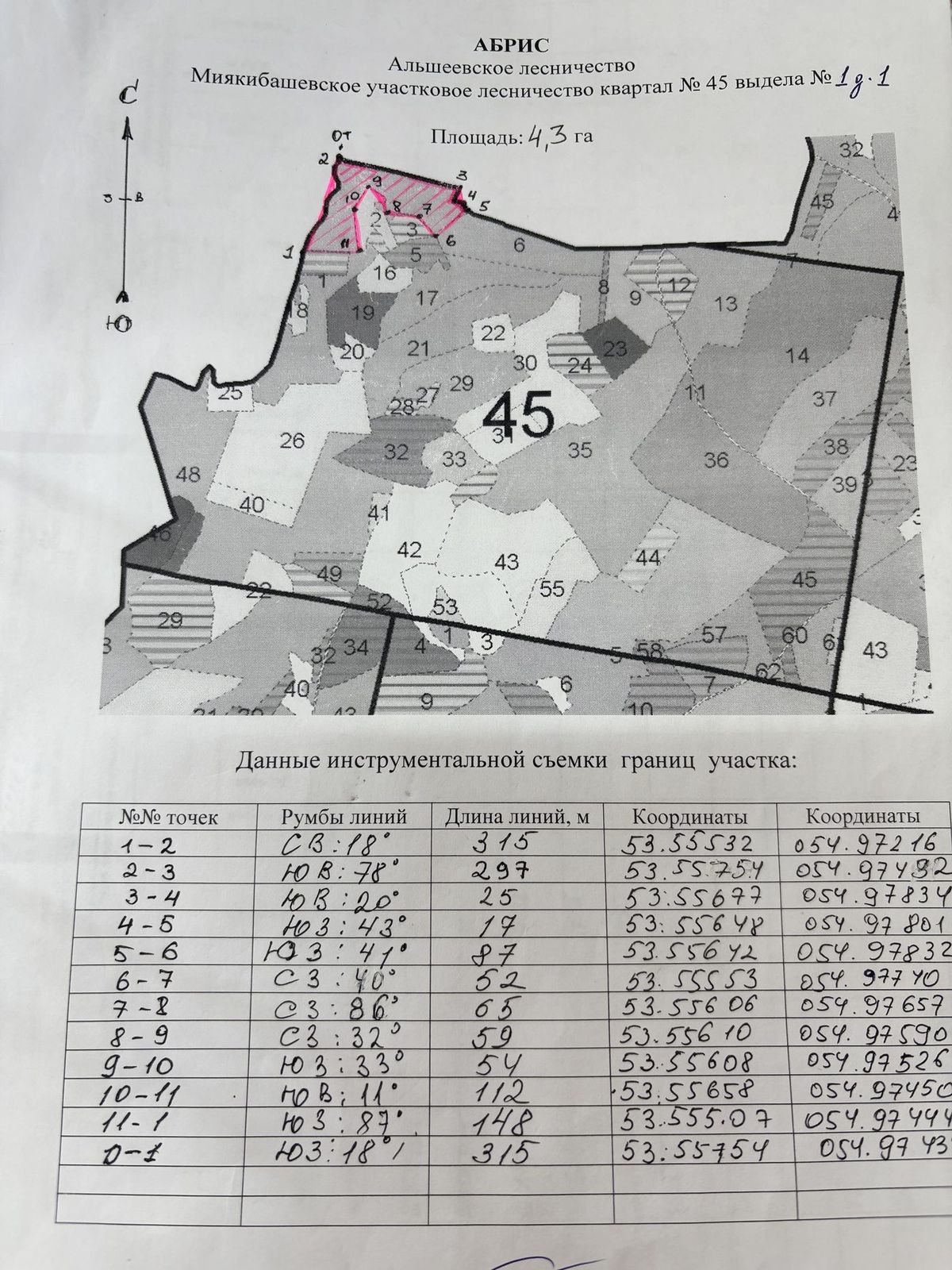 Аренда участка 4,3 га под заготовку древесины