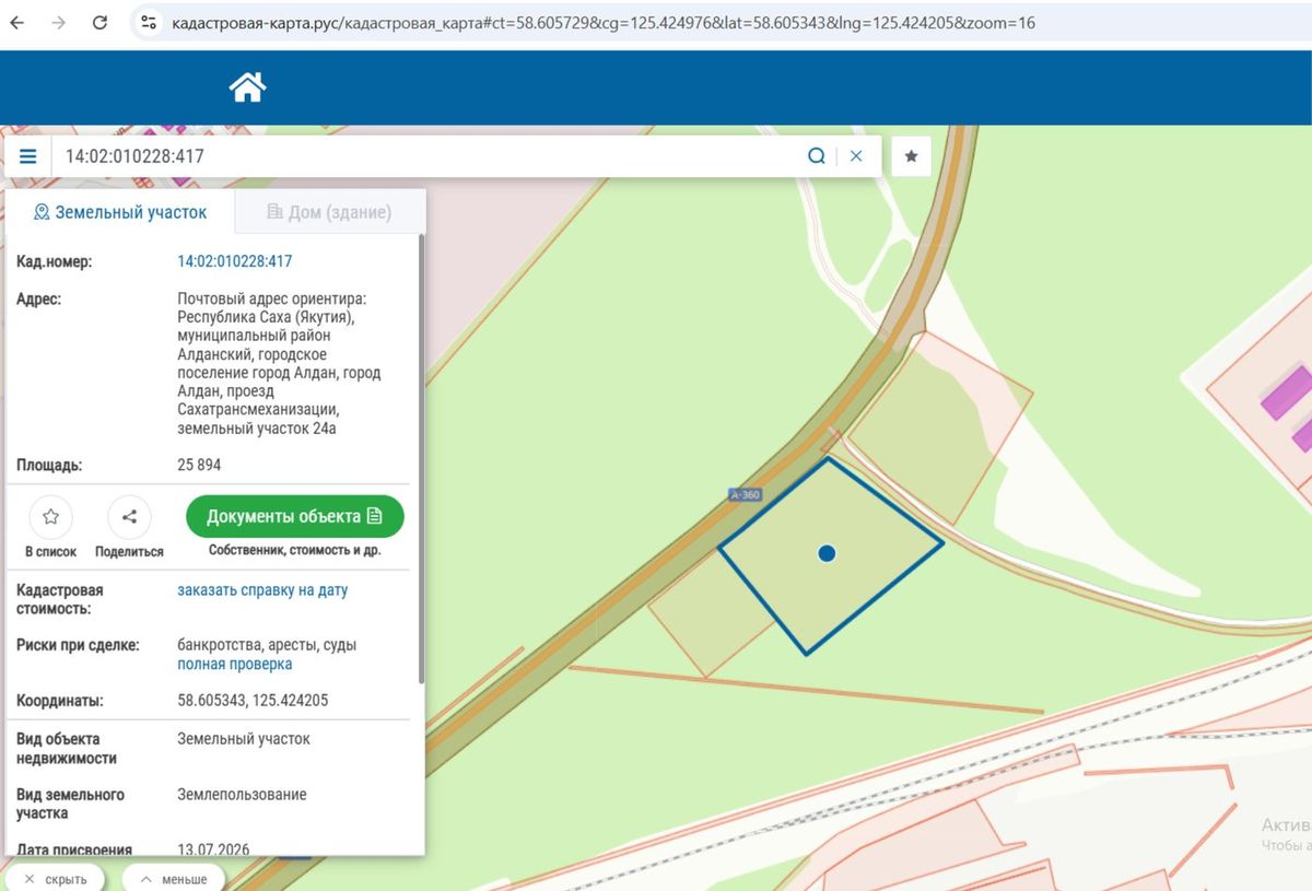 Аренда участка 2,59 га под предпринимательство