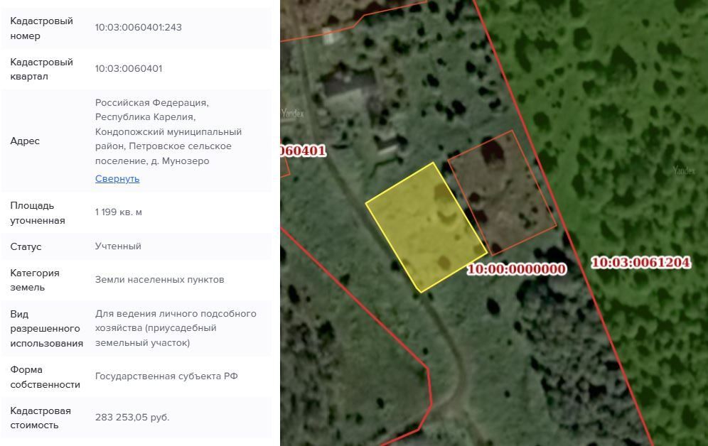 Аренда участка 10,8 сот. под ЛПХ — Республика Карелия
