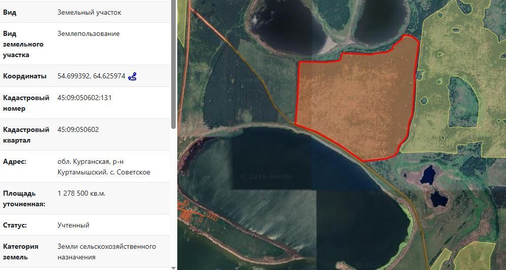 Аренда участка 127,85 га под сельхоз — обл Курганская, лот 3