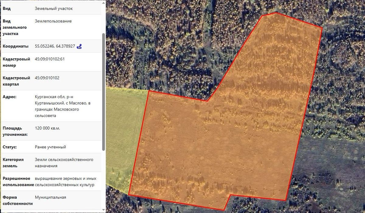 Аренда участка 12 га под сельхоз — Курганская область