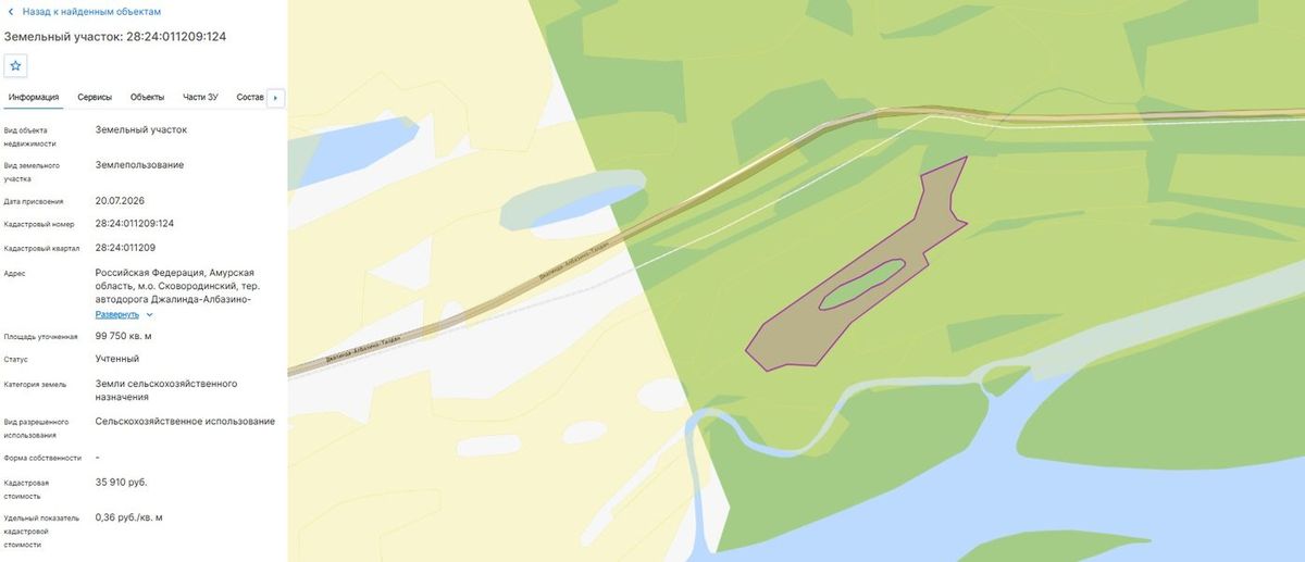 Аренда участка 9,97 га под сельхоз — Амурская область