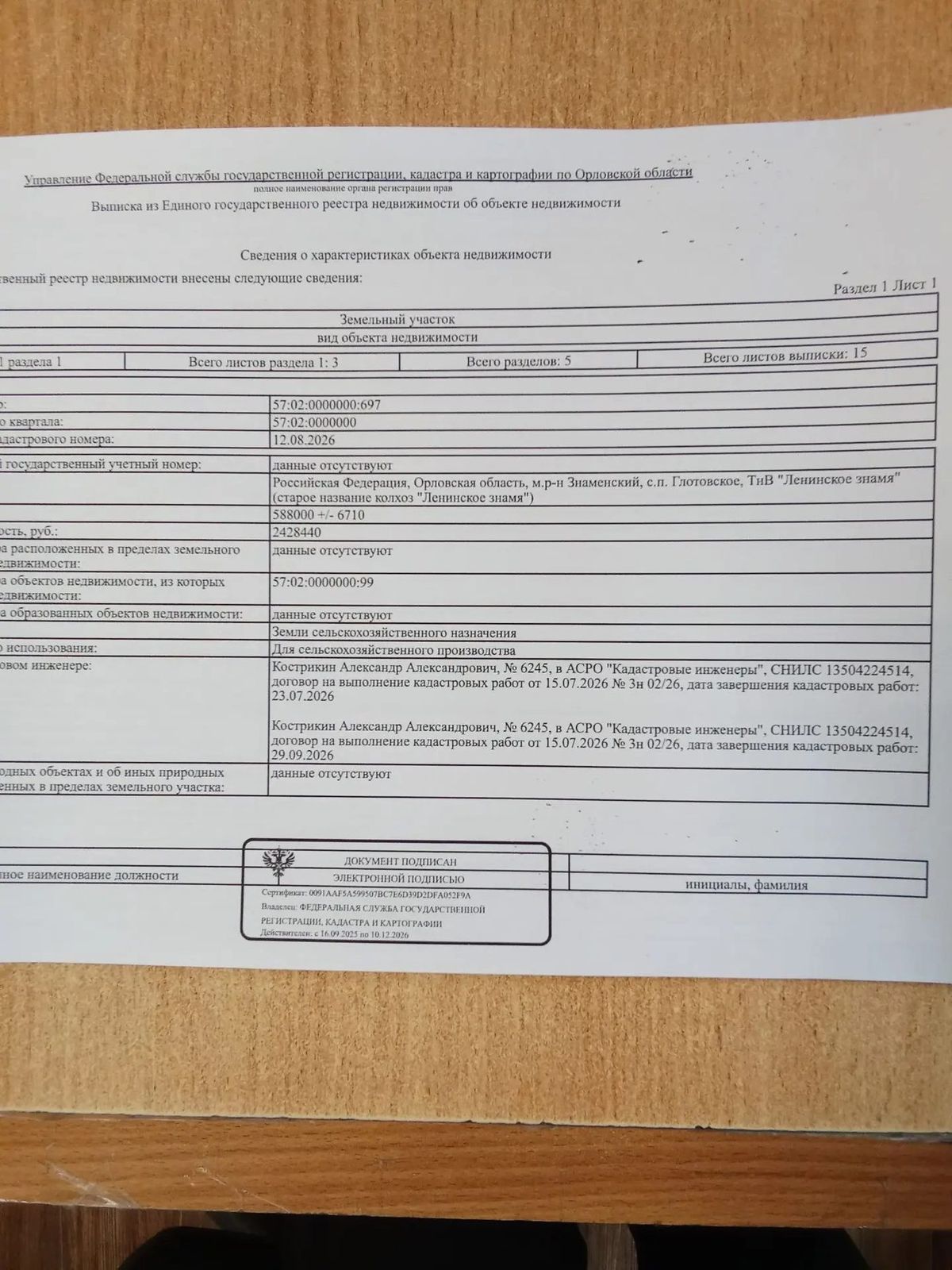 Продажа участка 58,8 га под сельхоз — Орловская область