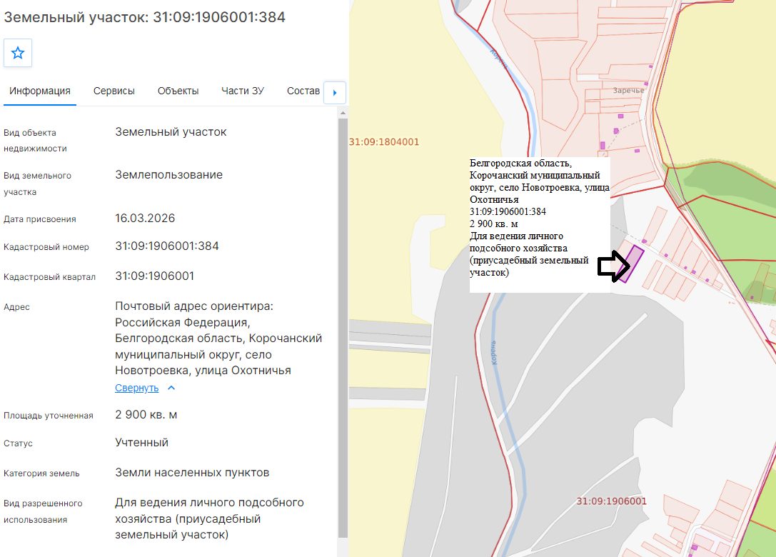 Аренда участка 29 сот. под ЛПХ — Белгородская область, лот 1