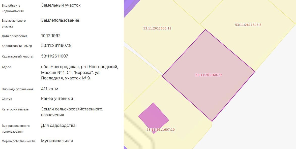 Продажа участка 4,11 сот. под садоводство